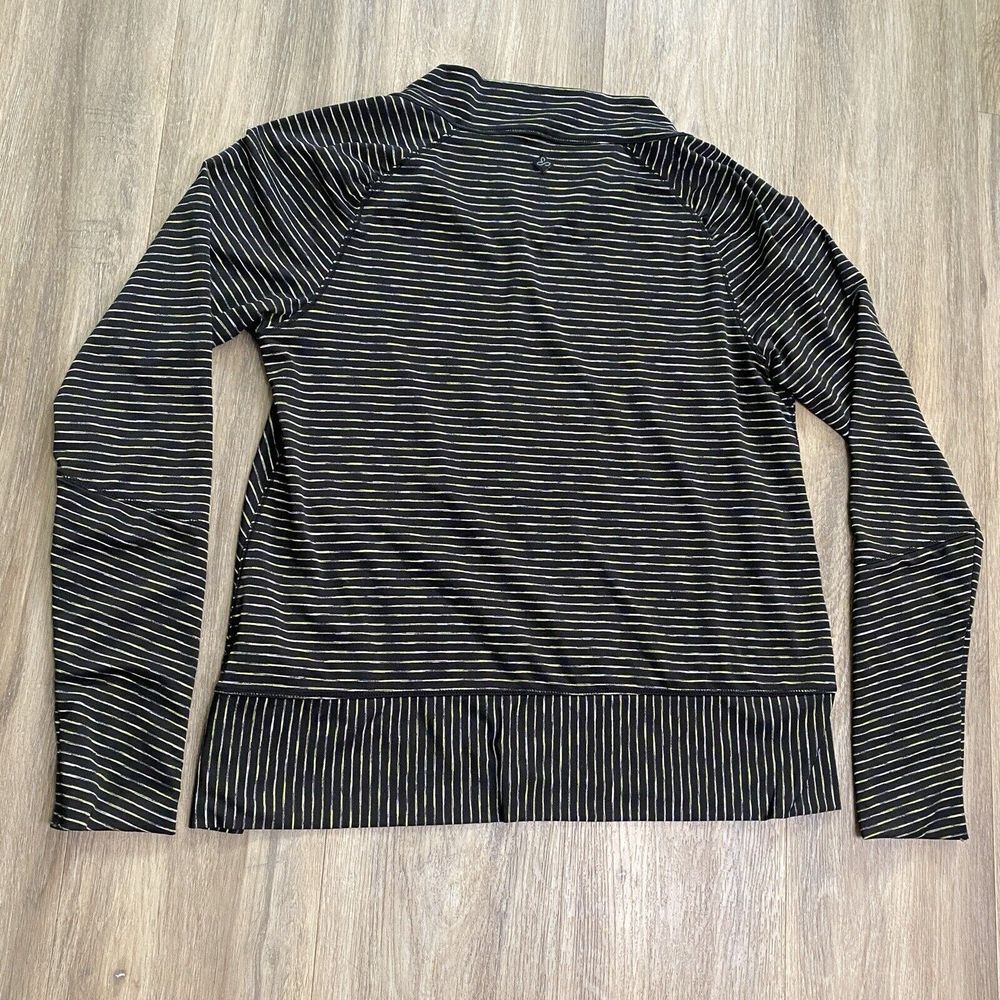 PRANA Top Medium Black Yellow Striped Asymmetric Alicia Pullover Long Sleeve Top - Picture 4 of 9